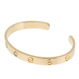 Cartier 18K Yellow Gold 1 Diamond Love Classic Cuff Bracelet Sz 17