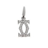 Cartier Double C Diamond Charm Pendant 18K White Gold Vintage 0004117