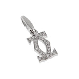 Cartier Double C Diamond Charm Pendant 18K White Gold Vintage 0004117