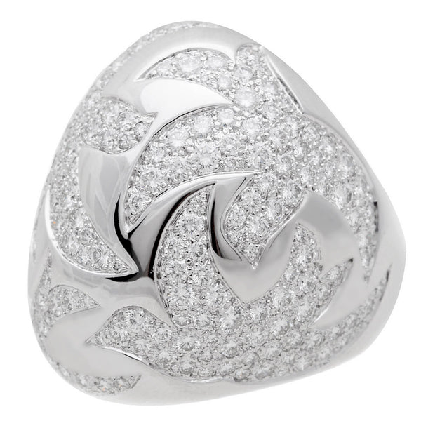 Cartier Dove of Peace Diamond White Gold Bombe Cocktail Ring 00003457