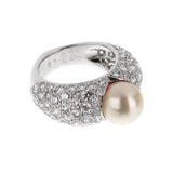 Cartier Juliette Diamond & Cultured Pearl Ring in 18k White Gold 0004015
