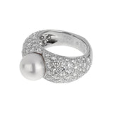Cartier Juliette Diamond & Cultured Pearl Ring in 18k White Gold 0004015