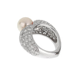 Cartier Juliette Diamond & Cultured Pearl Ring in 18k White Gold 0004015
