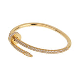 Cartier Juste un Clou 18K Yellow Gold Full Pave Diamond Nail Bangle Bracelet, Size 15 0003940