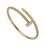 Cartier Juste un Clou 18K Yellow Gold Full Pave Diamond Nail Bangle Bracelet, Size 15 0003940