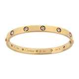 Cartier LOVE 10 Diamonds 18K Yellow Gold Size 17 Classic Bracelet 0004091