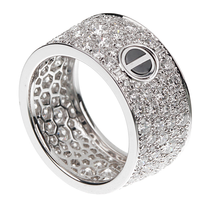 Cartier Love Ceramic Pave Diamond White Gold Ring 0003076