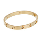 Cartier Love Classic 4 Diamond 18k Yellow Gold Bangle Bracelet Sz 16