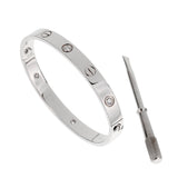 Cartier Love Classic 6 Diamond 18k White Gold Bangle Bracelet Sz 16 0003706