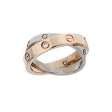 Cartier Love Double Ring 18K Rose & White Gold 6 Diamonds Sz 4 3/4 0004130