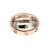 Cartier Love Double Ring 18K Rose & White Gold 6 Diamonds Sz 4 3/4 0004130