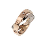 Cartier Love Double Ring 18K Rose & White Gold 6 Diamonds Sz 4 3/4 0004130