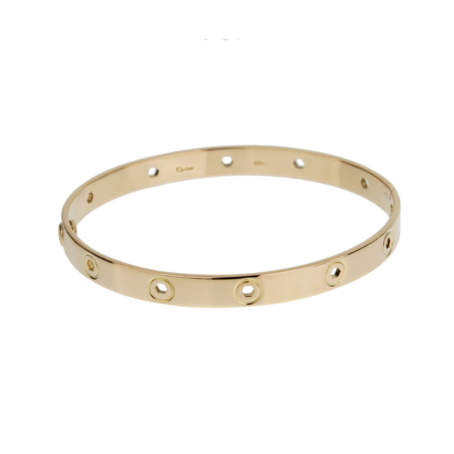 Cartier Love Series Vintage 18k Yellow Gold Bangle Bracelet 7"