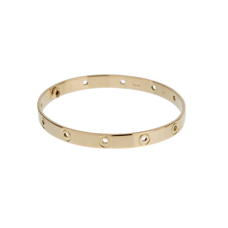 Cartier Love Series Vintage 18k Yellow Gold Bangle Bracelet 7"