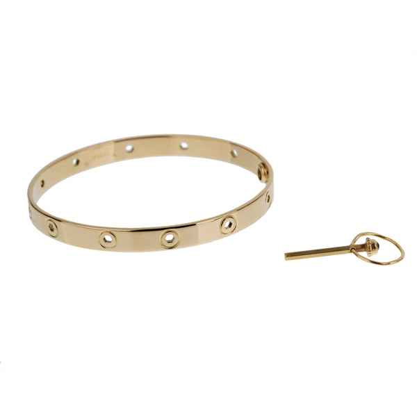 Cartier Love Series Vintage 18k Yellow Gold Bangle Bracelet 7"