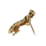 Cartier Panthere Brooch 18K Yellow Gold Black Enamel Emerald Eyes Vintage 0004129