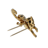Cartier Panthere Brooch 18K Yellow Gold Black Enamel Emerald Eyes Vintage 0004129