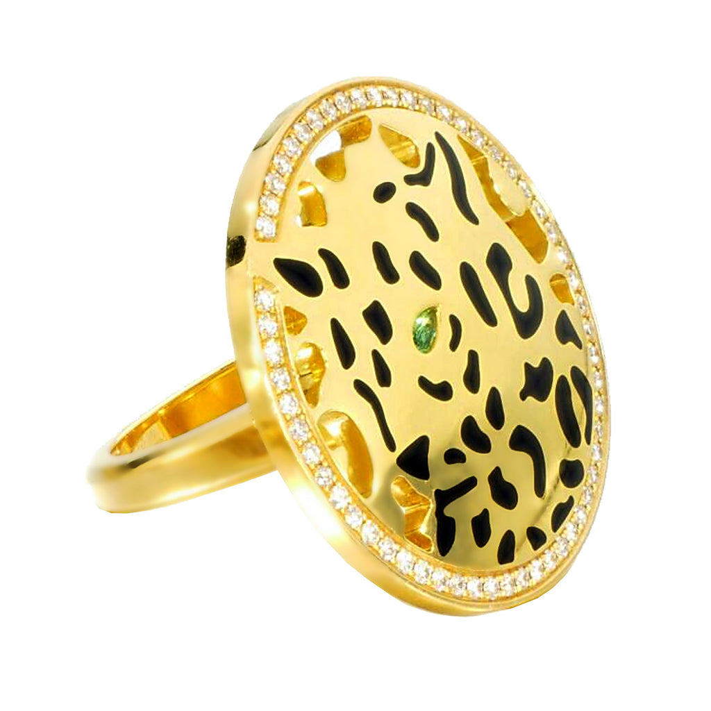 Cartier Panthere De Cartier Yellow Gold Diamond Ring Opulent Jewelers