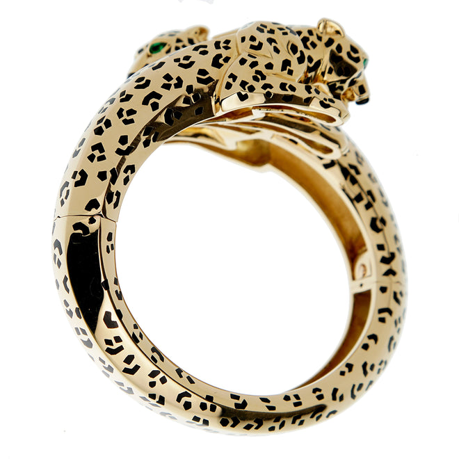 Cartier Panthere Yellow Gold Enamel Bangle Bracelet 0003426
