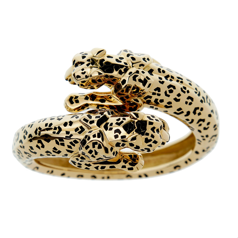 Cartier Panthere Yellow Gold Enamel Bangle Bracelet 0003426