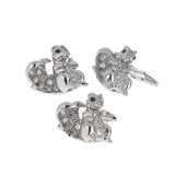 Cartier Squirrel Diamond Emerald Platinum White Gold Cufflink Set 0004019