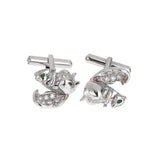 Cartier Squirrel Diamond Emerald Platinum White Gold Cufflink Set 0004019
