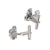 Cartier Squirrel Diamond Emerald Platinum White Gold Cufflink Set 0004019