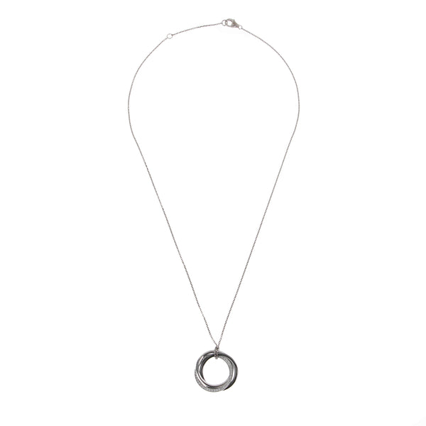 Cartier 18k White Gold Diamond Ceramic Trinity Pendant Necklace