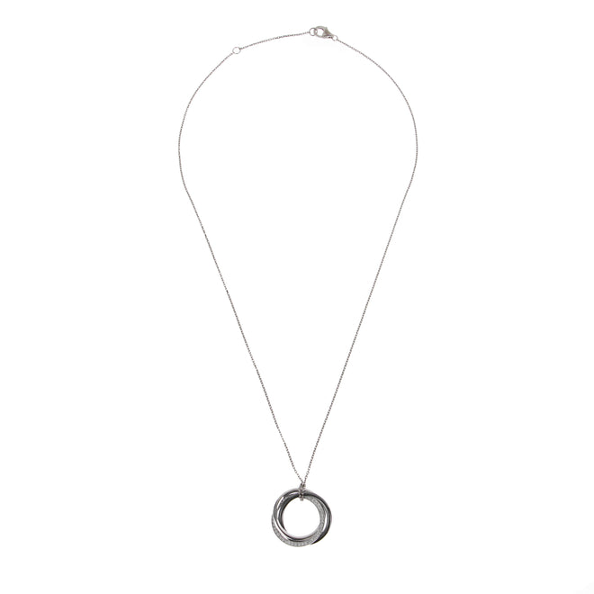 Cartier 18k White Gold Diamond Ceramic Trinity Pendant Necklace
