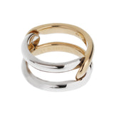 Cartier Vintage 18K Yellow & White Gold Interlocking Double Band Ring Sz 7 0003933