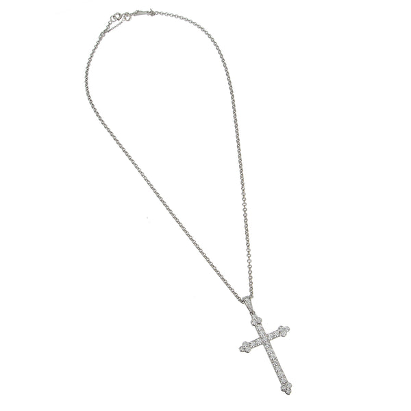 Cartier White Gold Diamond Cross Necklace 0003407