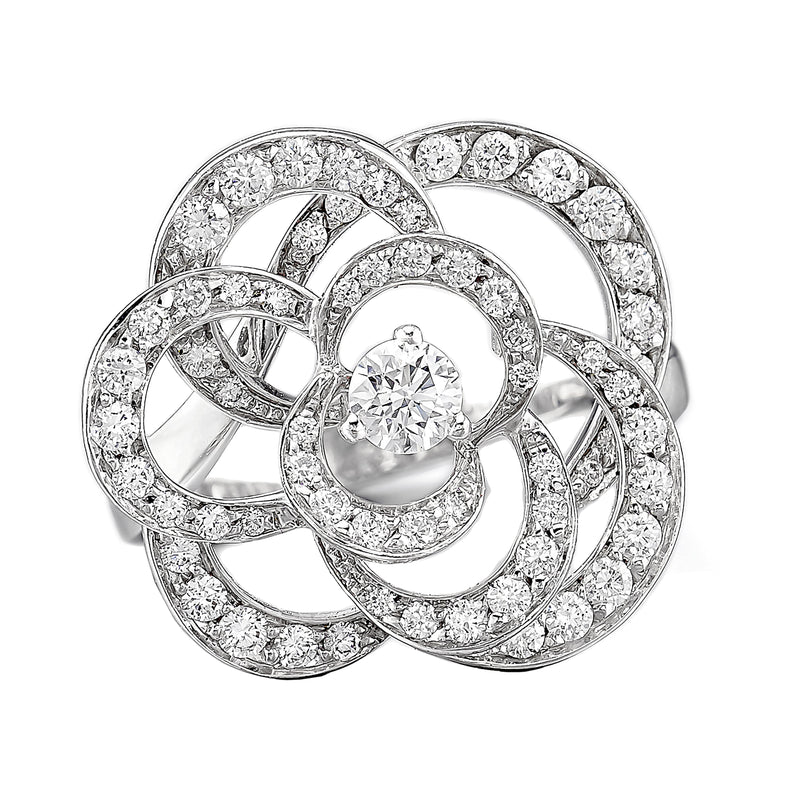 Chanel Fil de Camellia Diamond White Gold Cocktail Ring