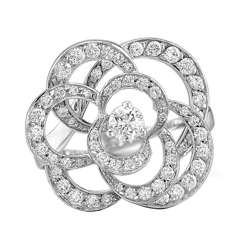 Chanel Camellia Diamond White Gold Cocktail Ring