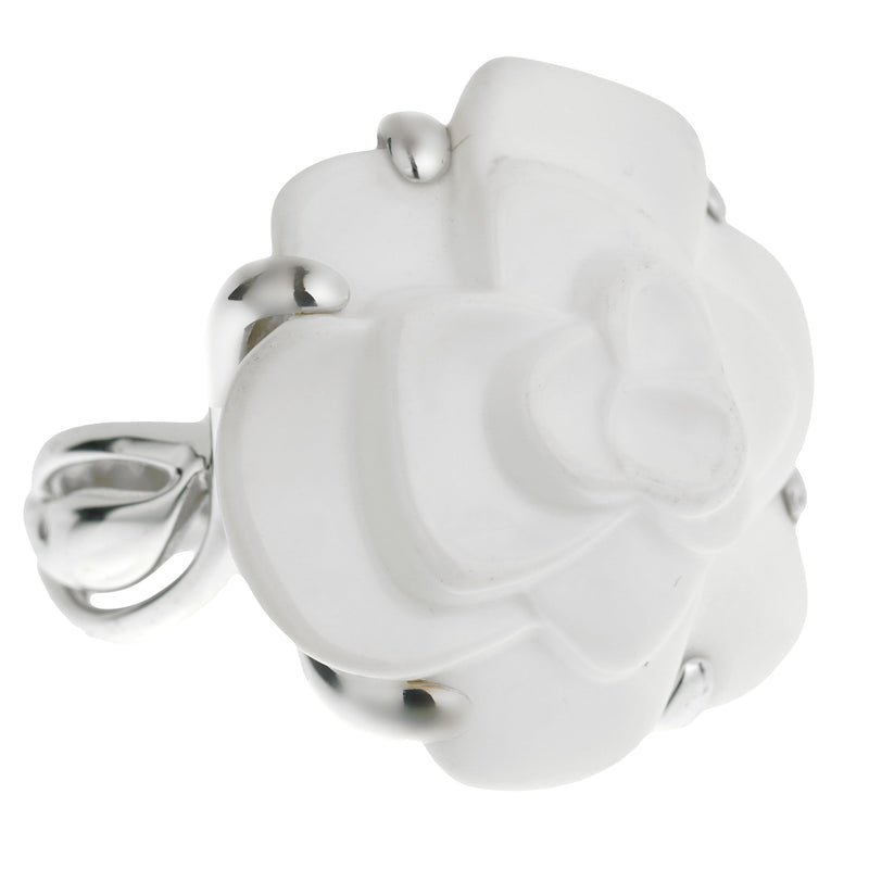 Chanel Camellia Large Agate White Gold Cocktial Ring