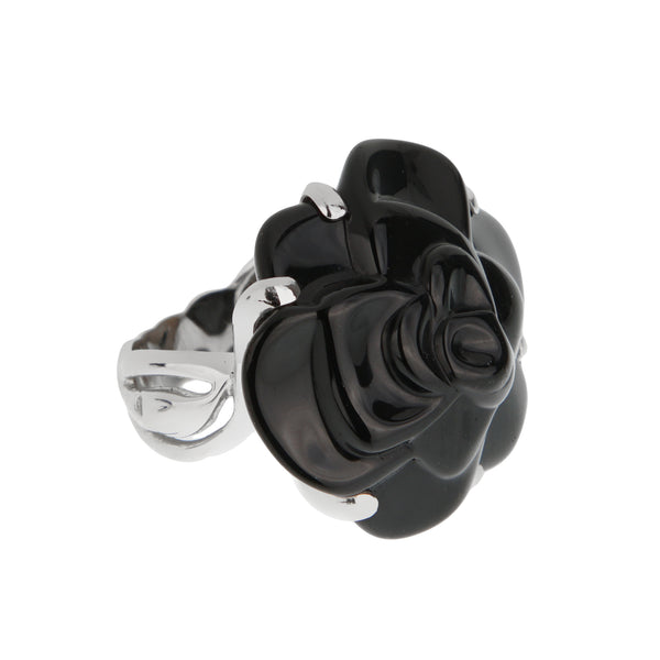 Chanel Camelia Lucky Charm 18k White Gold Diamond Band Ring Chanel Camelia Lucky Charm 18k White Gold Diamond Band Ring