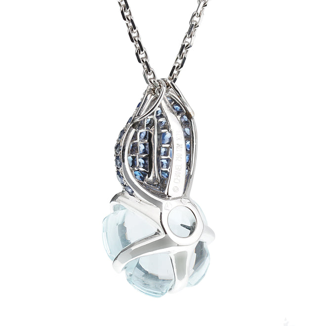Chanel Camellia Sapphire White Gold Pendant Necklace Opulent Jewelers