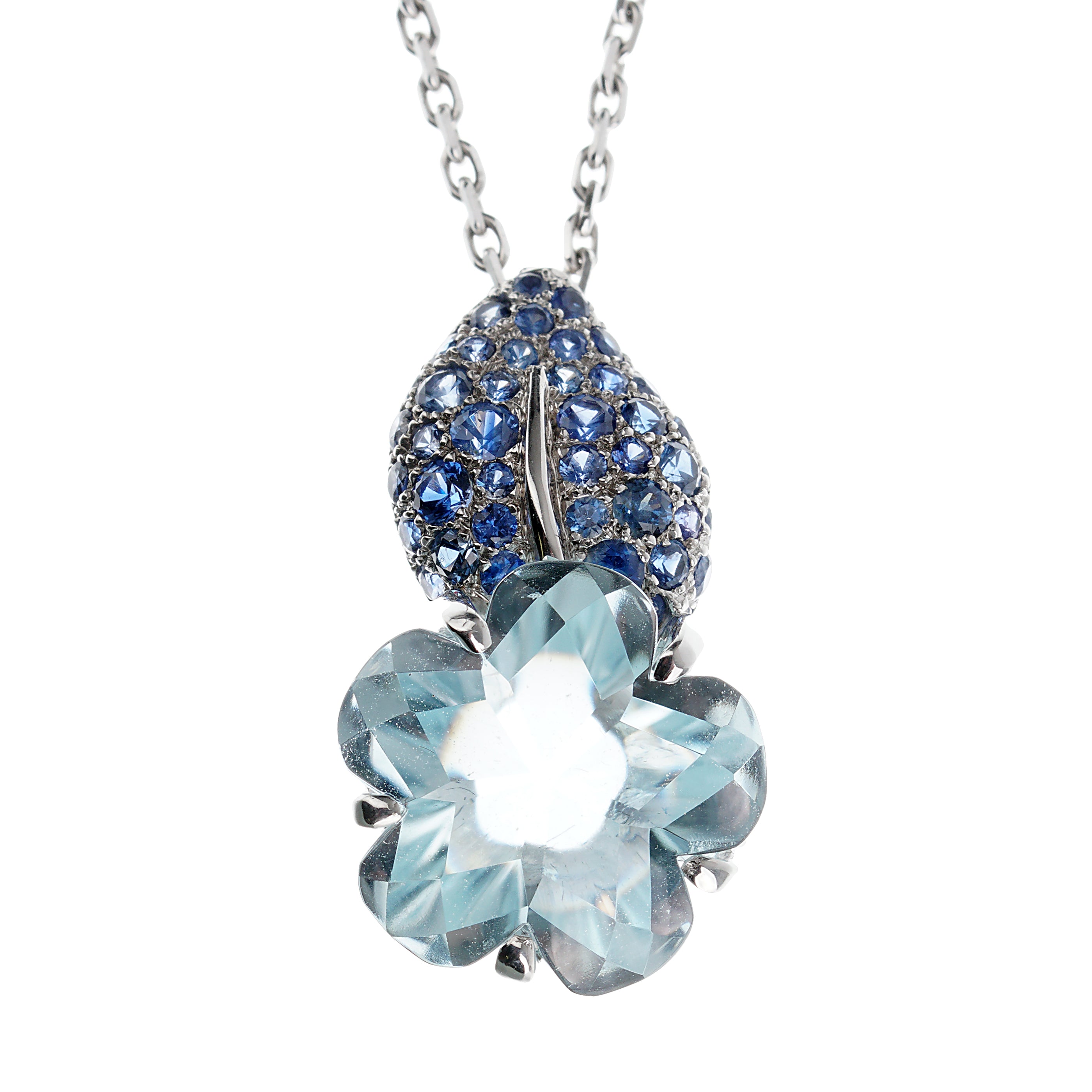 Chanel Camellia Sapphire Pendant Necklace