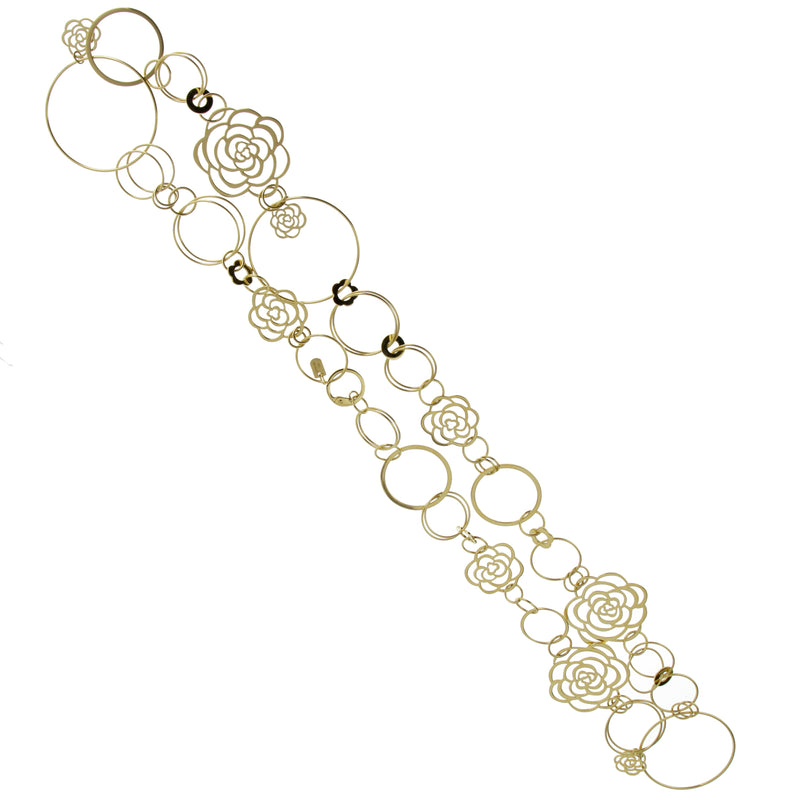 Chanel Camellia Sautoir Yellow Gold Necklace