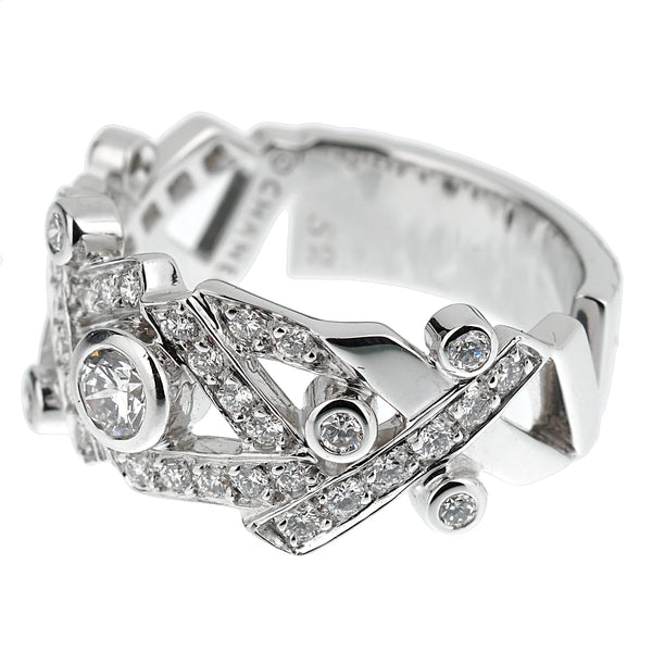 Chanel Hugs & Kisses Diamond White Gold Cocktail Ring Sz 6