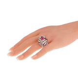Chanel Plume Diamond, Spinel, & Morganite Cocktail Ring in 18k White Gold – Size 6 0003879