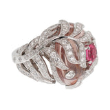 Chanel Plume Diamond, Spinel, & Morganite Cocktail Ring in 18k White Gold – Size 6