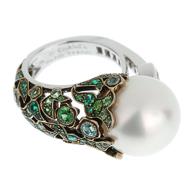 Chanel South Sea Pearl Tourmaline Diamond Ring 0003423