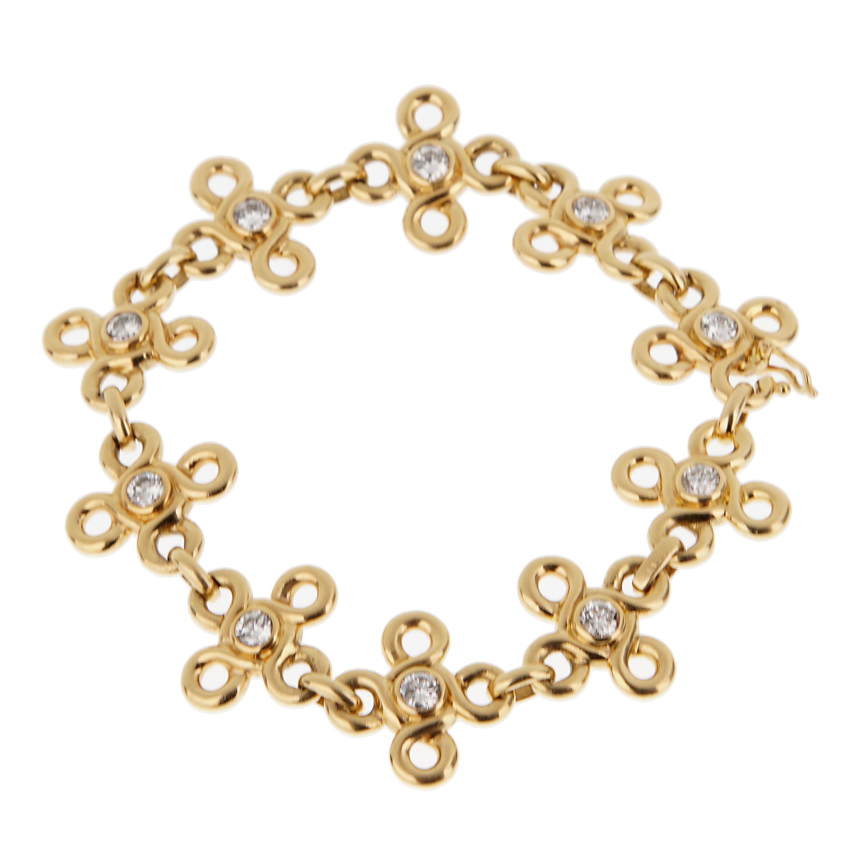 Chanel Vintage Diamond Link Bracelet 18k Yellow Gold