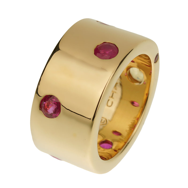 Chanel Yellow Sapphire Ruby Vintage Band Yellow Gold Ring 0003595