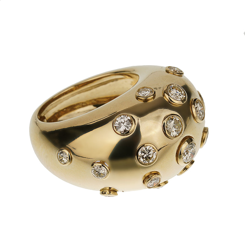Dior Vintage Bombe Diamond 18k Yellow Gold Cocktail Ring – Opulent