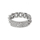 Dior 18K White Gold Diamond Gourmette Chain Link Ring 0004042