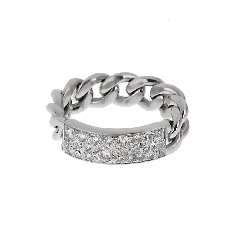 DIOR リング Dior 18K White Gold Diamond Gourmette Chain Link Ring