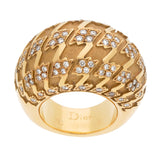 Dior Houndstooth Yellow Gold Diamond Bombe Cocktail Ring