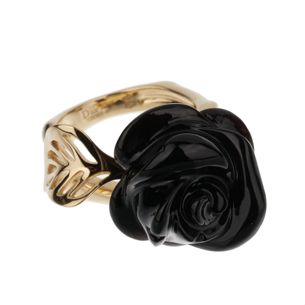 Dior リング Dior Pre Catelan Onyx Diamond 18k Yellow Gold Cocktail Ring