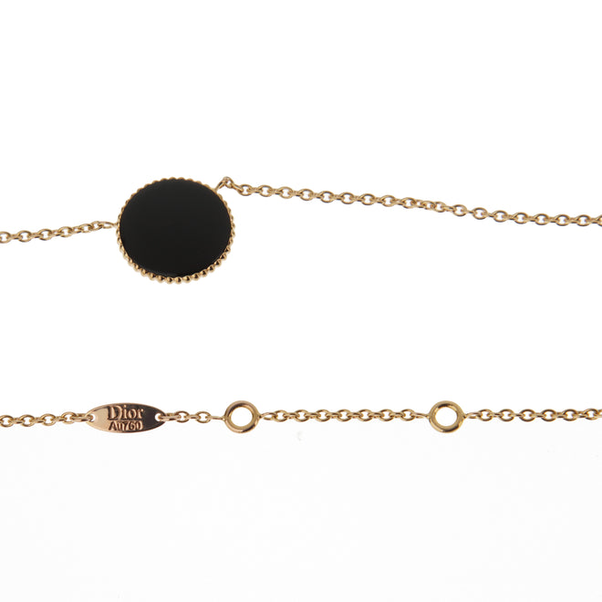 Dior Rose des Vents 18k Rose Gold Diamond Onyx Pendant Necklace